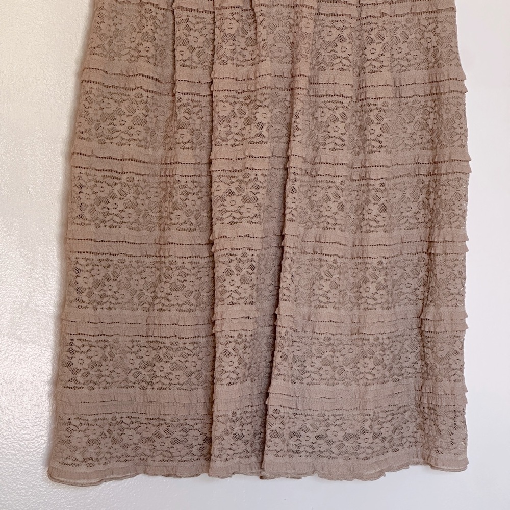 Cynthia Rowley Lace Ruffle Sleeveless Fit & Flare Dress – Blush Beige, Size 8 - Picture 6 of 8